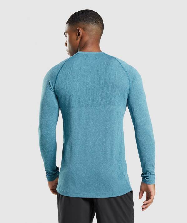 Panske Mikiny Gymshark Vital Seamless Light Long Sleeve Tyrkysové | PR0629351